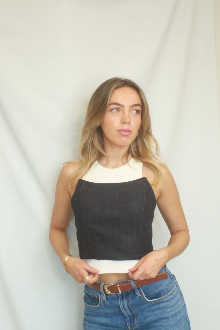 Boned Denim Lace up